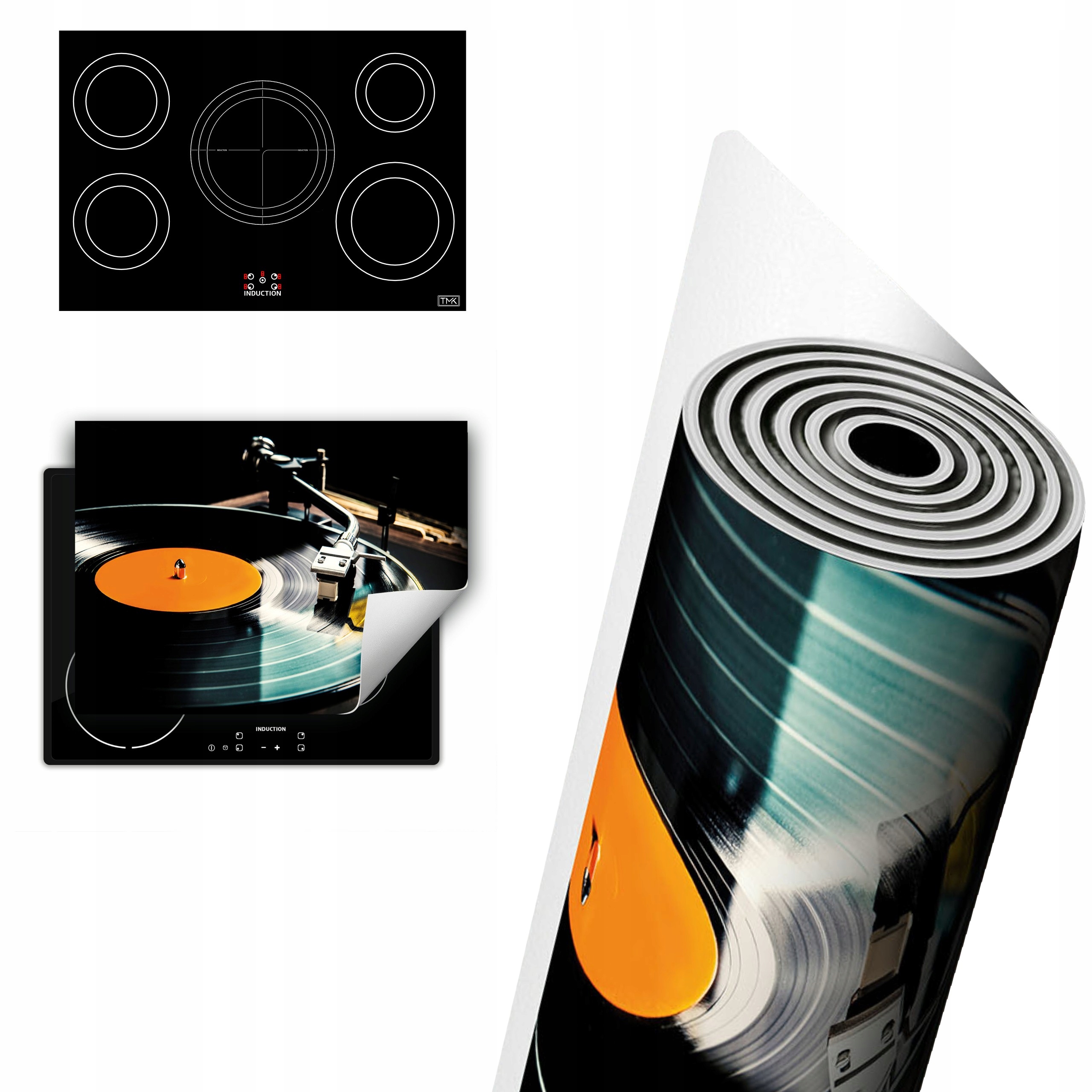 Vinylová Ochrana Na Indukci Deska 80x52 černá vinyl