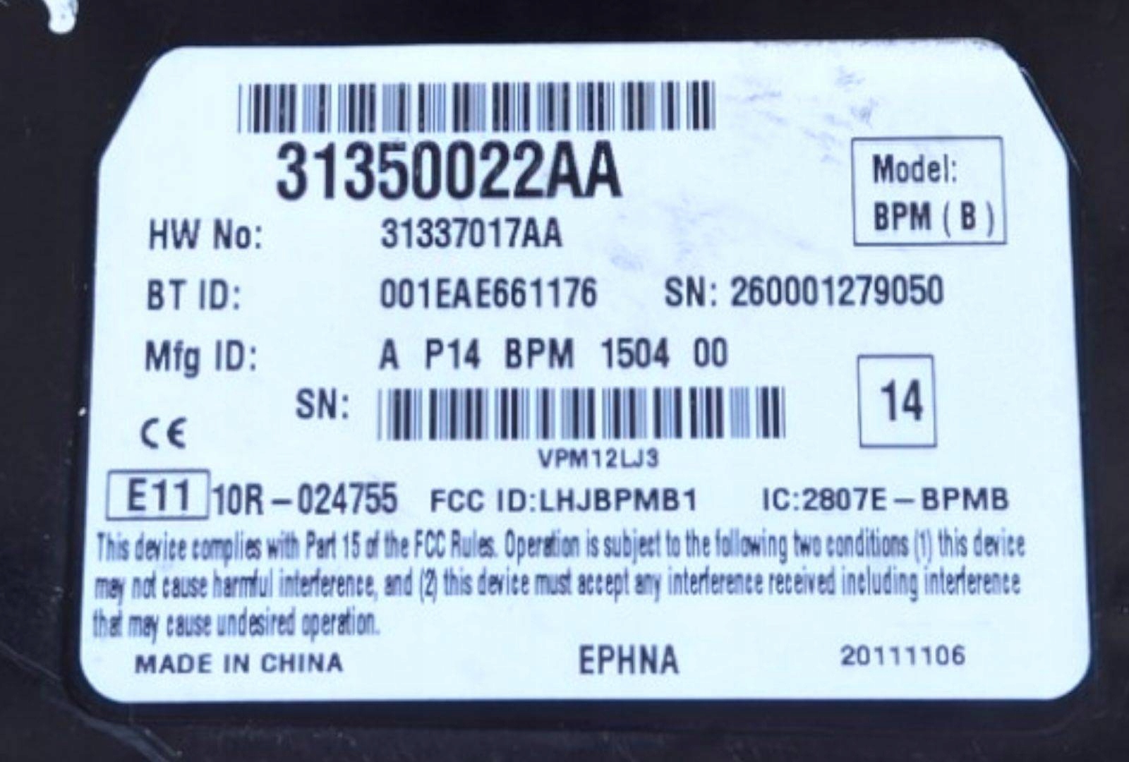 control unit Bluetooth Volvo S40 2 facelift 2012 31350022AA