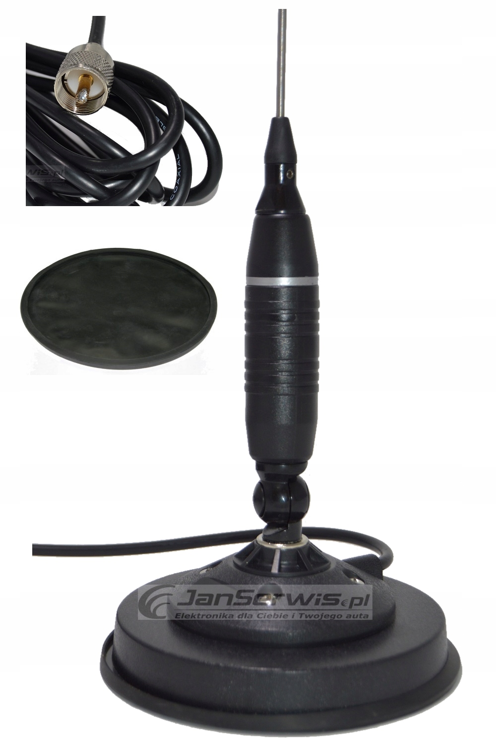 Antena Magnetyczna Cb 90CM Łamana Guma Kabel 4m Duża Mocna Podstawa 125mm