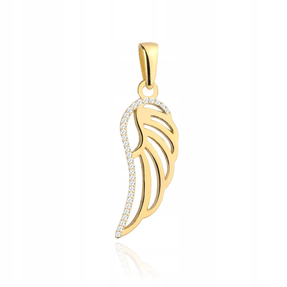 Zlatý přívěsek 585 prolamované Křídlo s bílými Zirkony 0.92 g Ažur