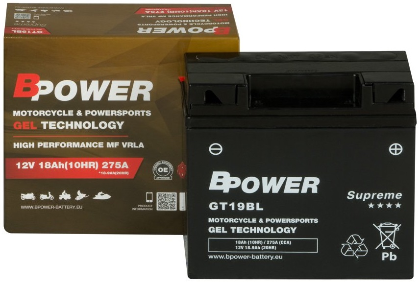 GT19BL - Аккумулятор bpower YT19BL GEL 18AH 275A BMW