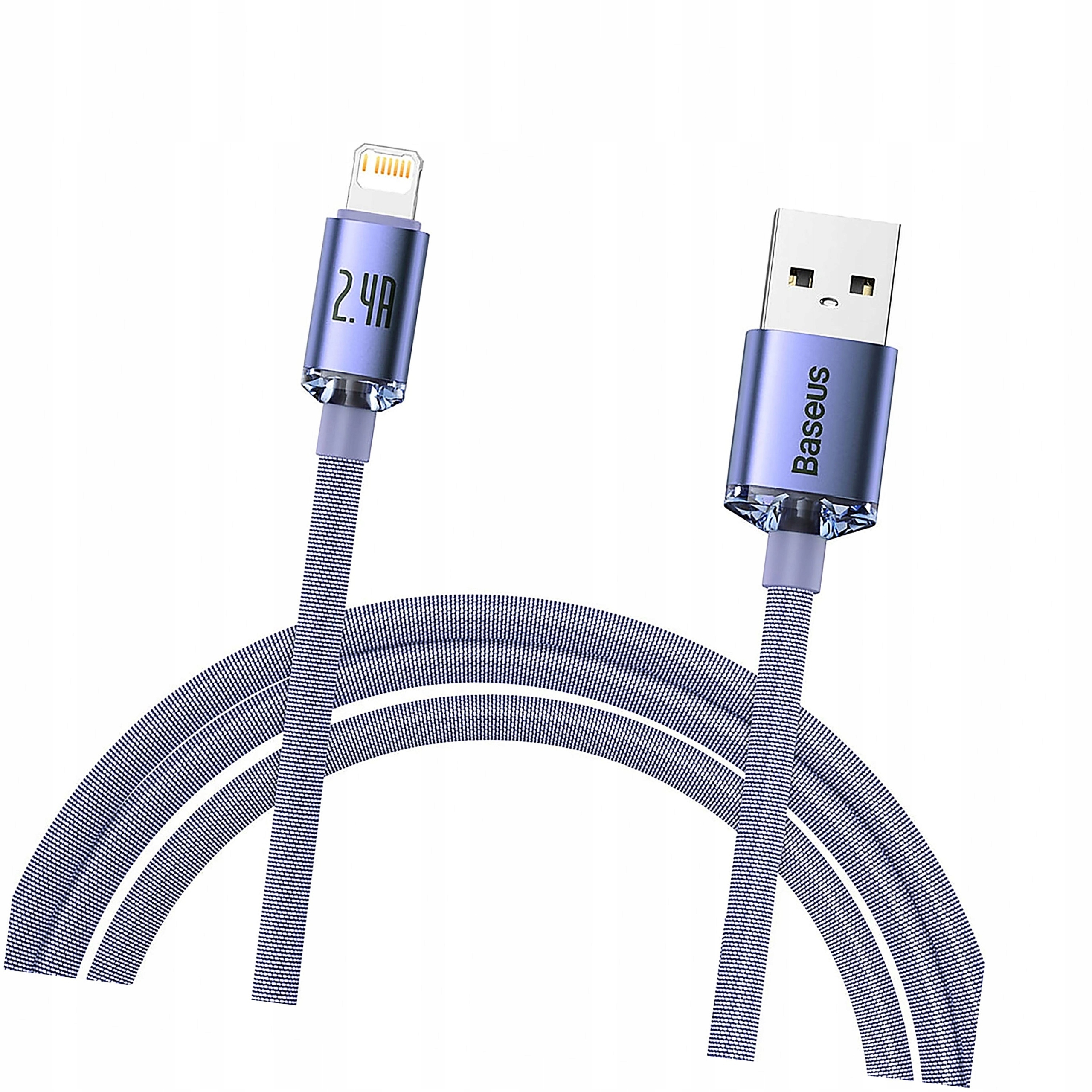 Baseus Crystal Shine Usb szybkiego ładowanie Lightning 2,4A 2m fioletowy