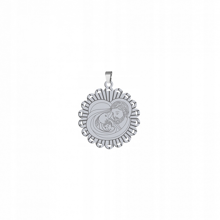 SREBRNY MEDALIK ŚWIĘTA RODZINA 925 PREZENT KOMUNIA CHRZEST GRAWER GRATIS Marka inny