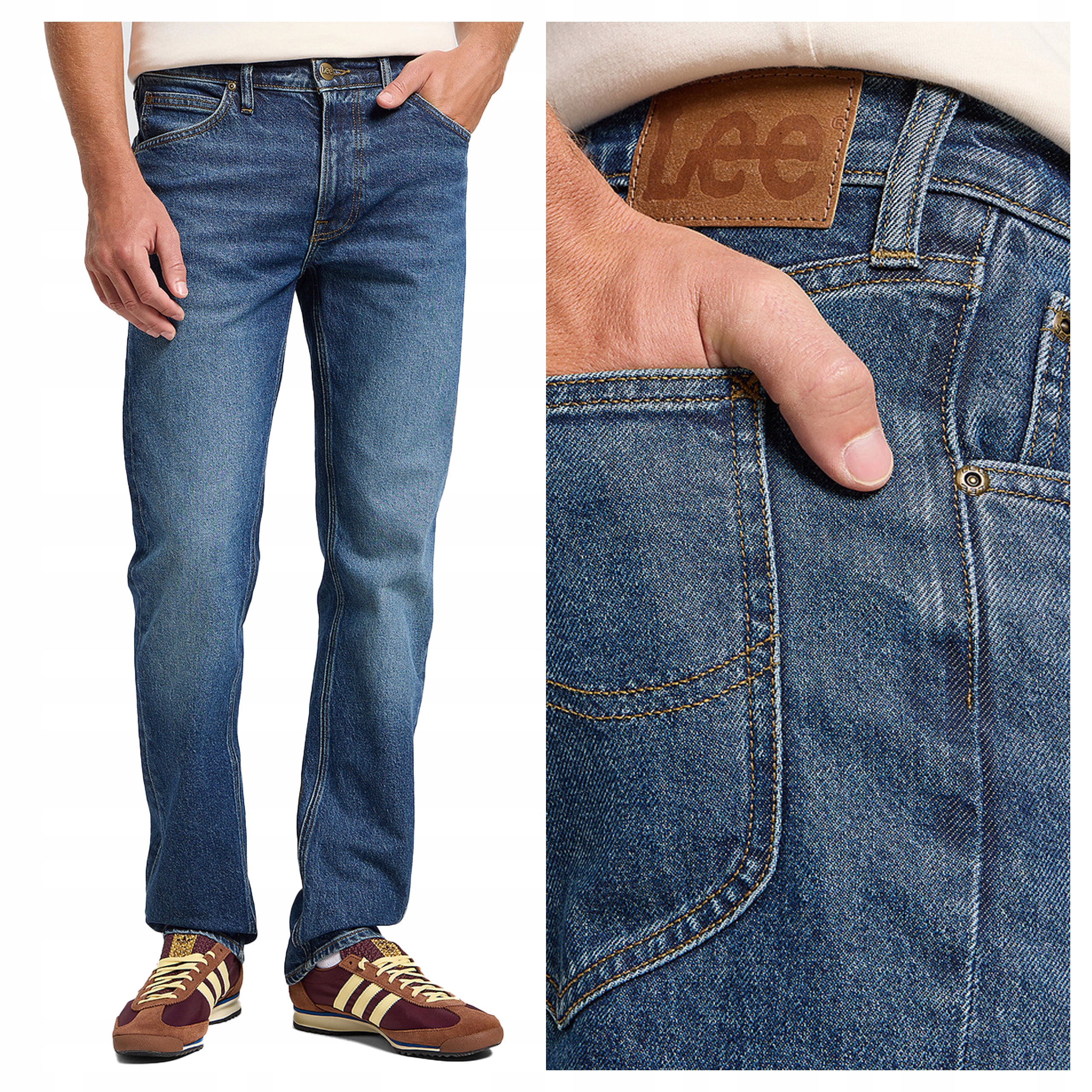 Pánské kalhoty Lee Daren Zip Fly Jeansové Regular Fit Modré W32 L32