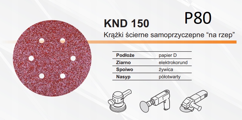 

Krążek Ścierny Na Rzep 150mm 6 otw. (50szt) p80