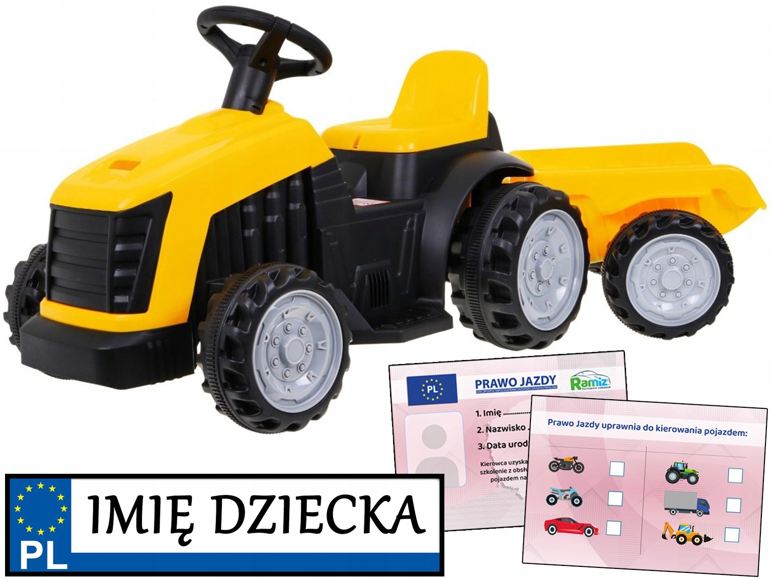 pierwszy Traktorek Elektryczny z przyczepką na akumulator dla dzieci