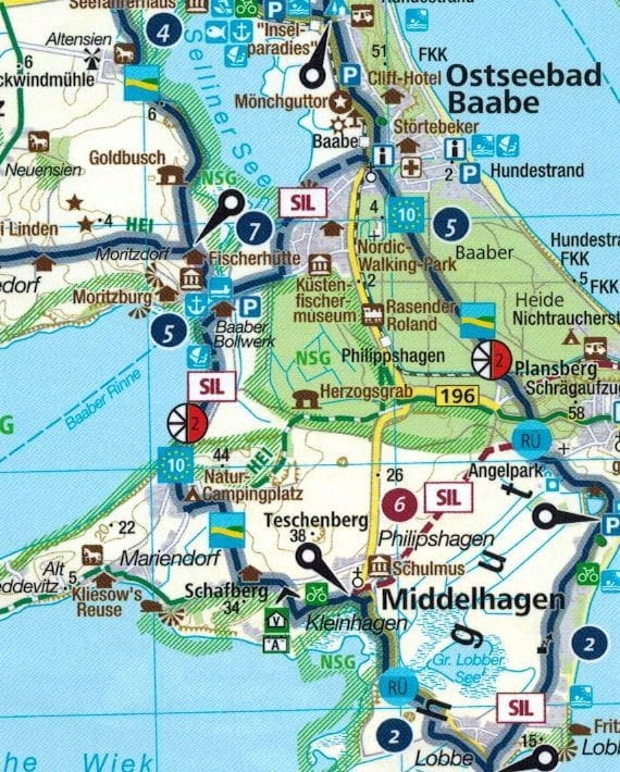 RUGIA STRALSUND GREIFSWALD MAPA WODOODPORNA ROWEROWA 3319 KOMPASS ISBN 9783991219583