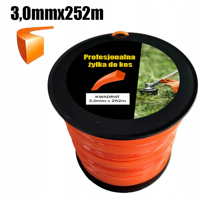 Žací struna pro křovinořezy 3,0 mm x 252 m čtverec