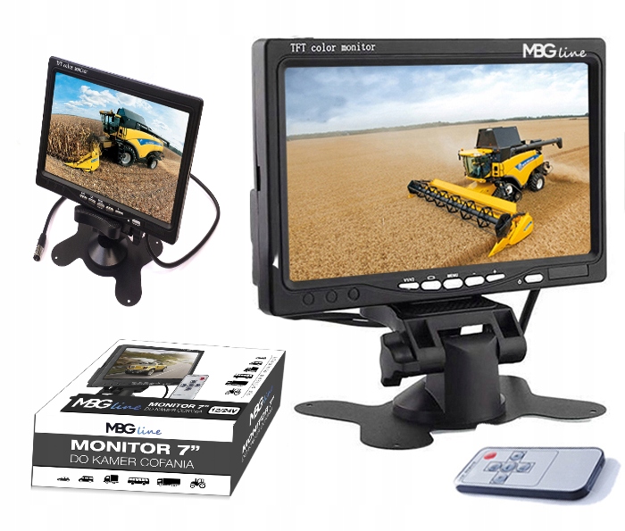 Monitor 7 palců 12-24V pro Couvací kamery Dálkové ovládání Mbg Line Podpora Dvou Kamer