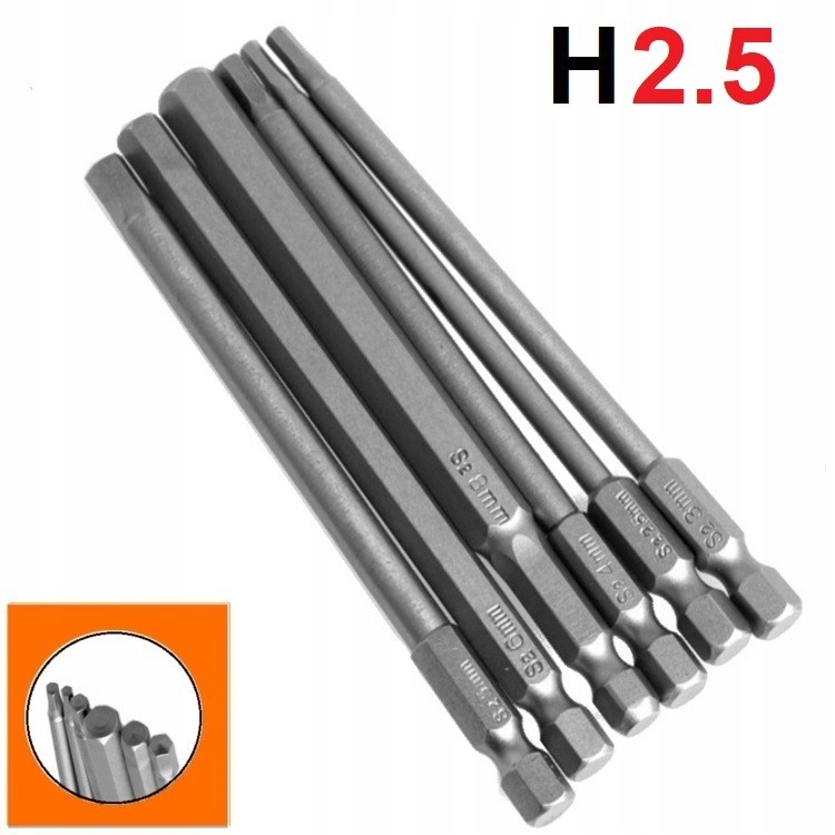 

Bity długie magnetyczny Hex H2.5 x150mm
