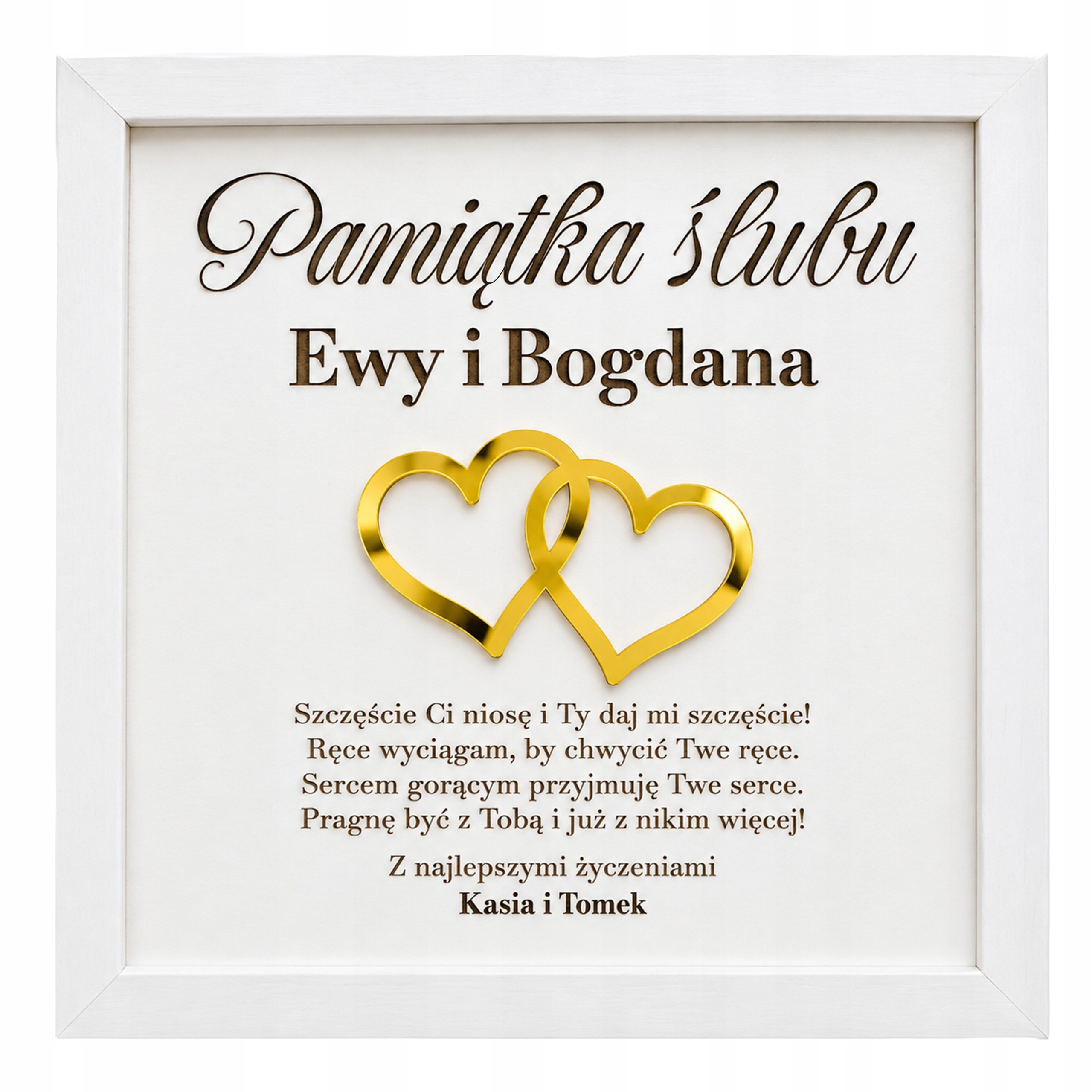 Pamětní předmět na svatba v rámečku, dárek s jmény pro mladý pár, personalizovaný