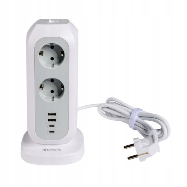Verbatim Vertikální prodlužovací kabel 15v1 11xAC UE/2xUSB-C/2xUSB-A 2 m EUPT-01 bílý