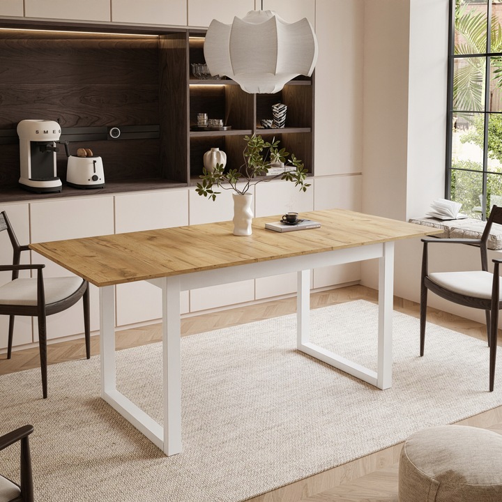 Stół Loft Arton 140-195x80 nogi metalowe dąb craft złoty Kolekcja ARTON II