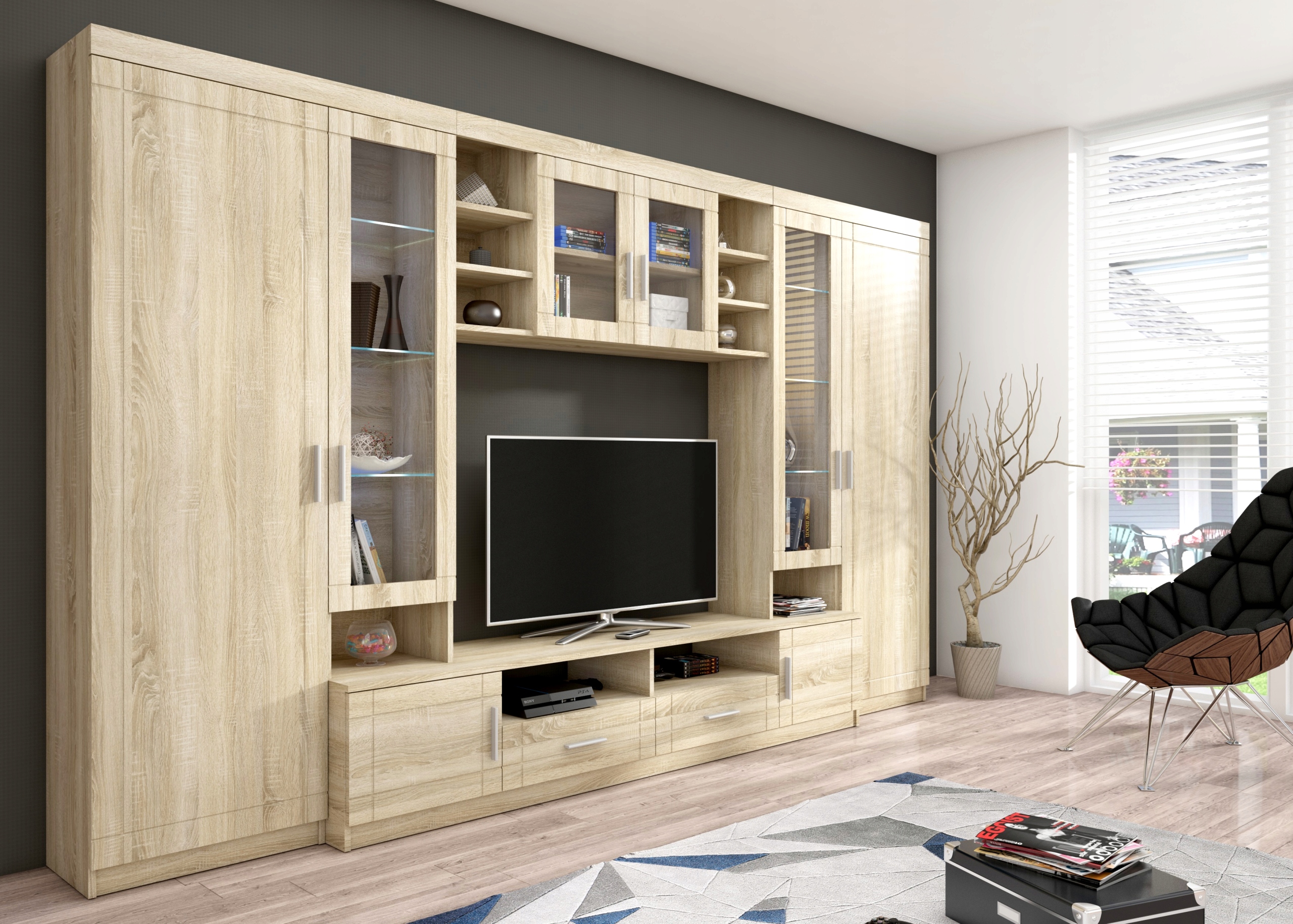 Nábytková Stěna Klasická sada vitrín LPM1 Sonoma