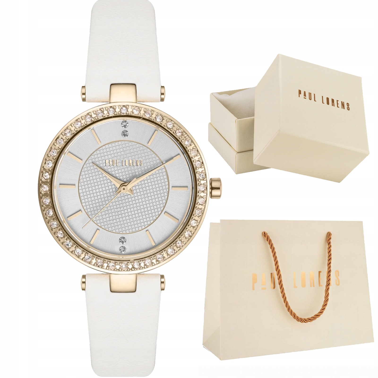 Dámské hodinky Paul Lorens 10995A2-3C2 na koženém řemínku Se Zirkony