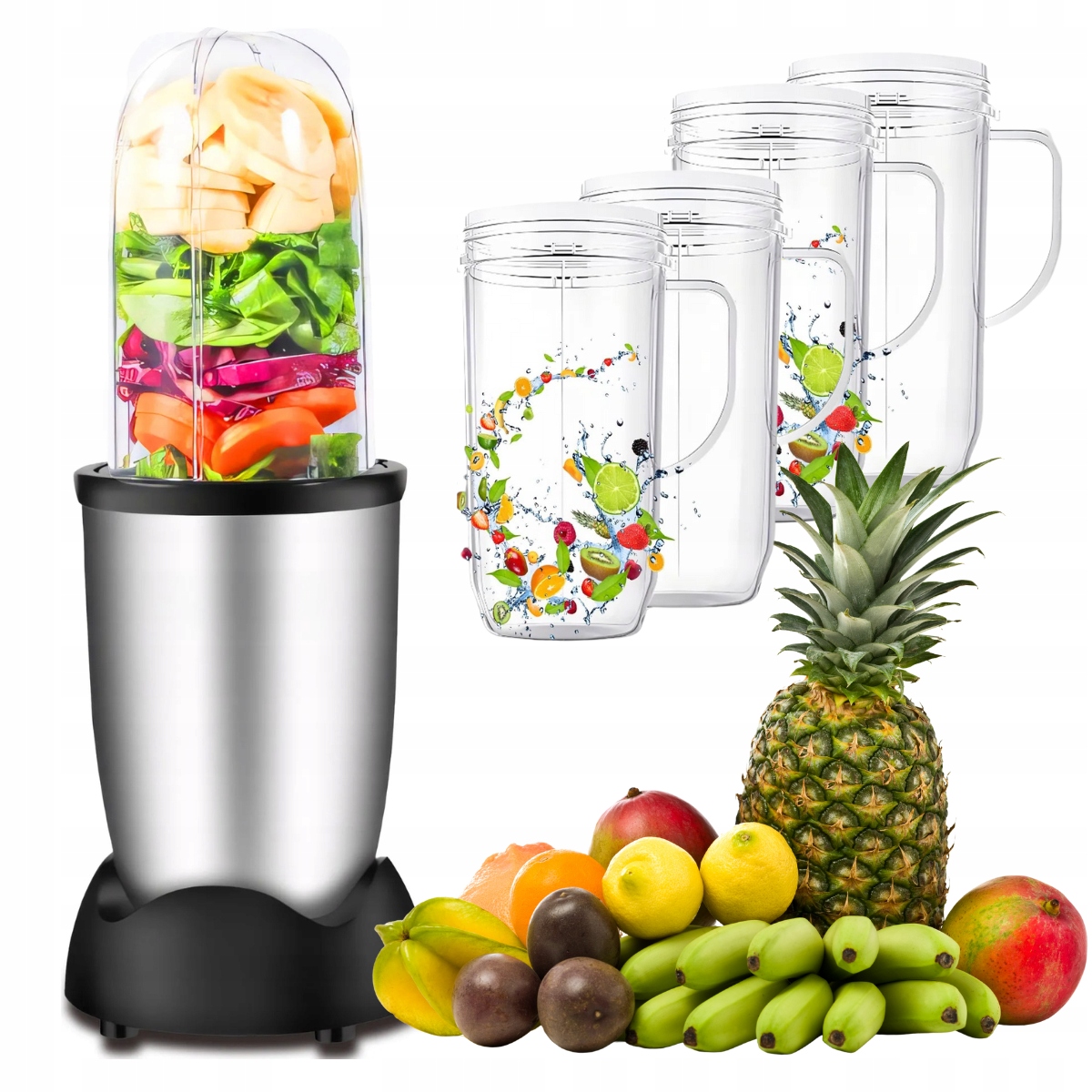 Blender Kielichowy Robot Kuchenny 600W Wielofunkcyjny 4 Kubki 470 ML