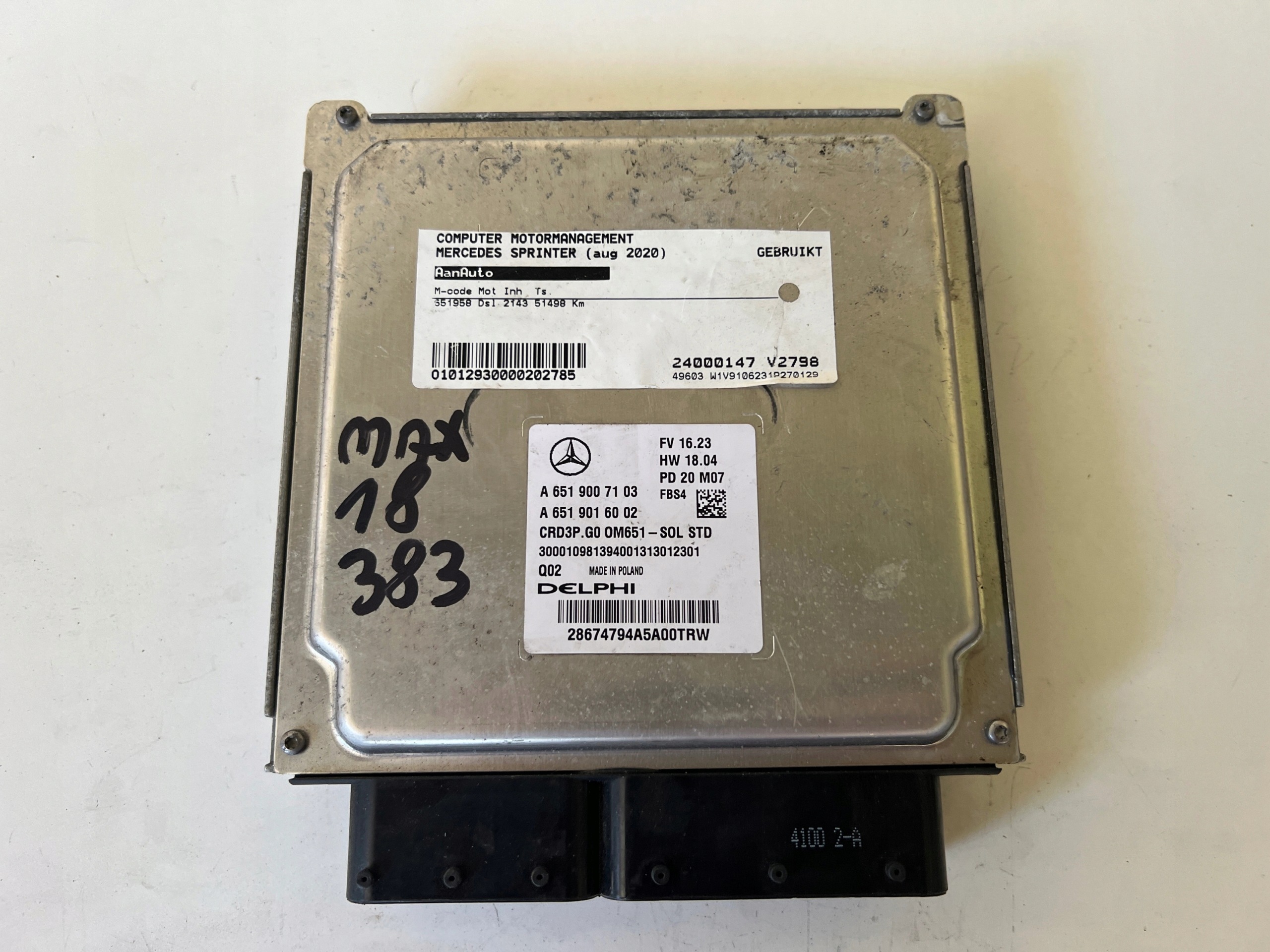 MERCEDES SPRINTER 2.2 CDI S51958 A6519007103 A6519016002 Computer ECU