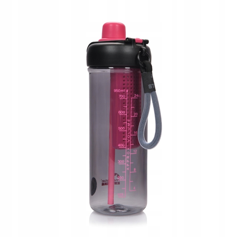 Butelka na wodę Majestic Sport Zoya 950 ml Czarna bidon z sitkiem na owoce