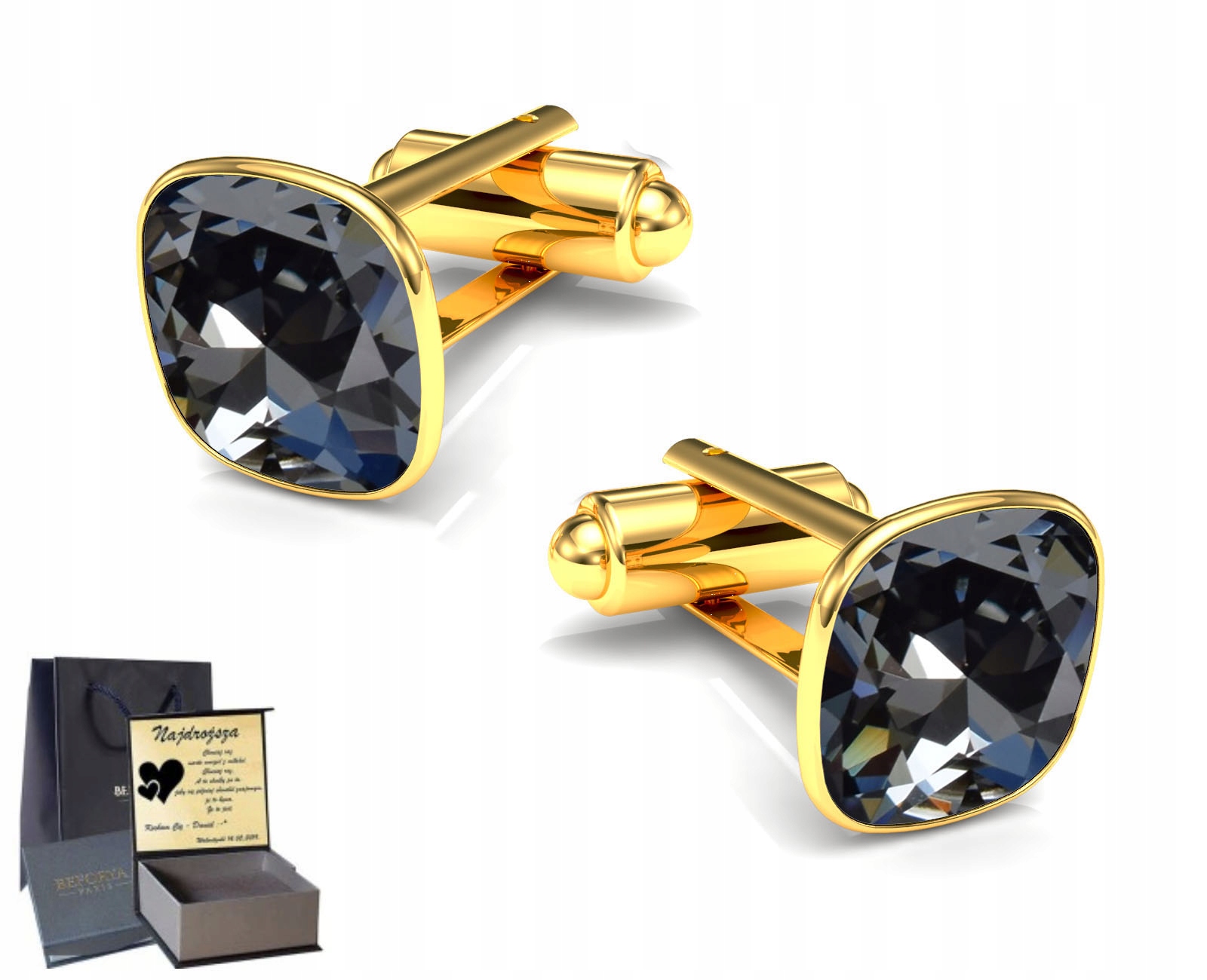 

Złote Spinki do mankietów Swarovski Srebro 925