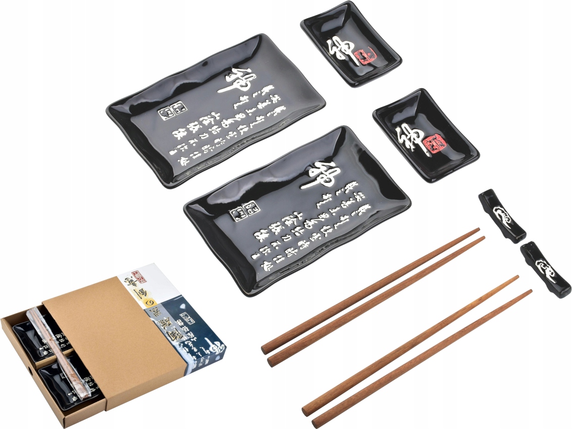 

Czarny Zestaw do serwowania sushi dla 2 osób 8 el.