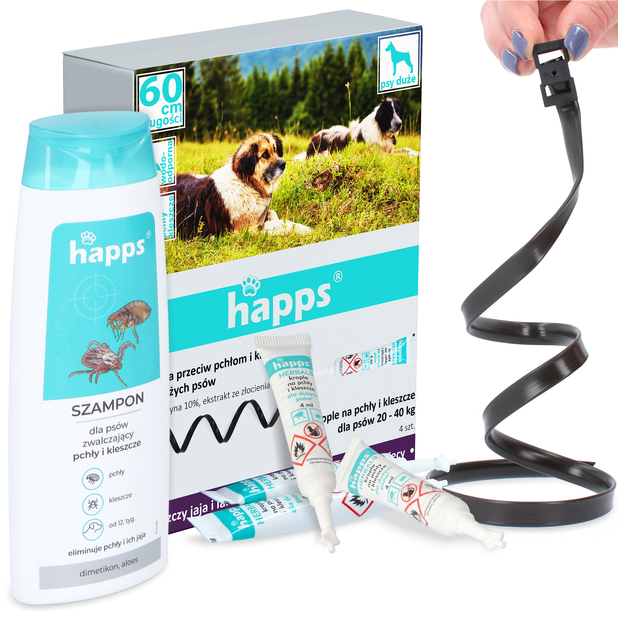 Kapky Kleště Blechy Psa 20-40 kg Šampon Obojek Proti Klíšťatům 60 c Kd