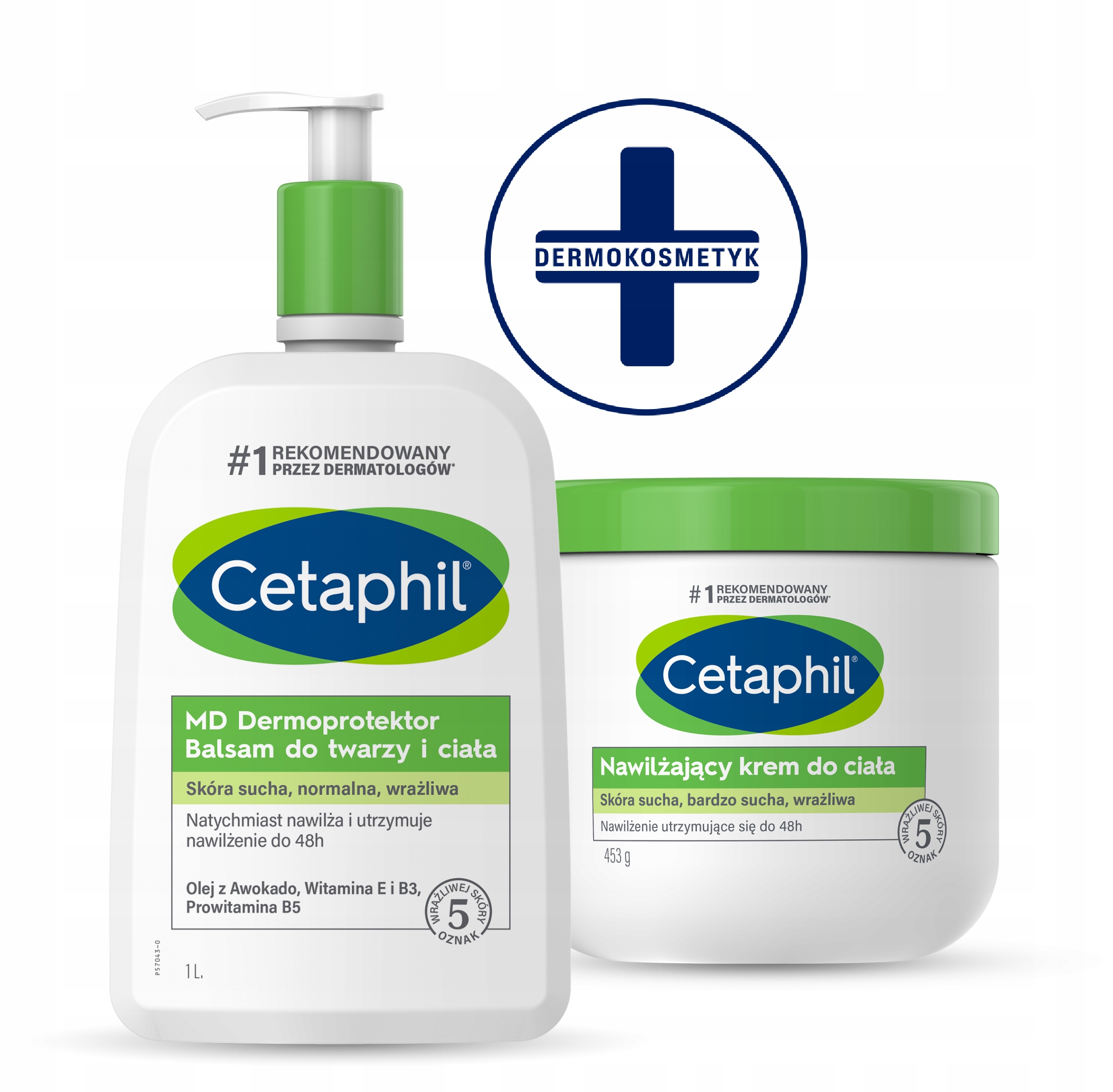 Zestaw Cetaphil Krem nawilżający do ciała 453g i MD Balsam 1L