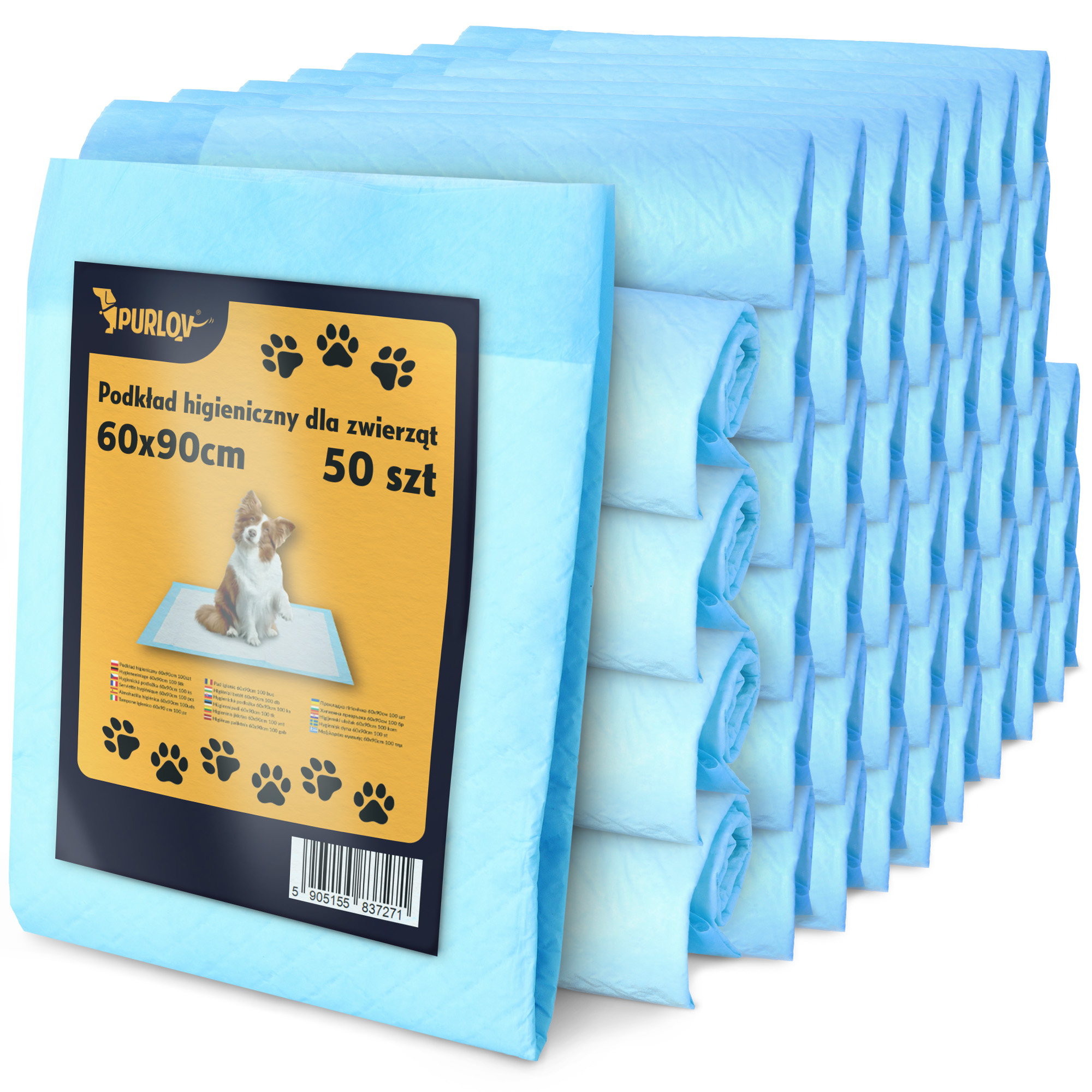 Levně 50x Hygienické Podložky Pro Zvířata 60x90 cm Podložka Pro Učení Psa 4H