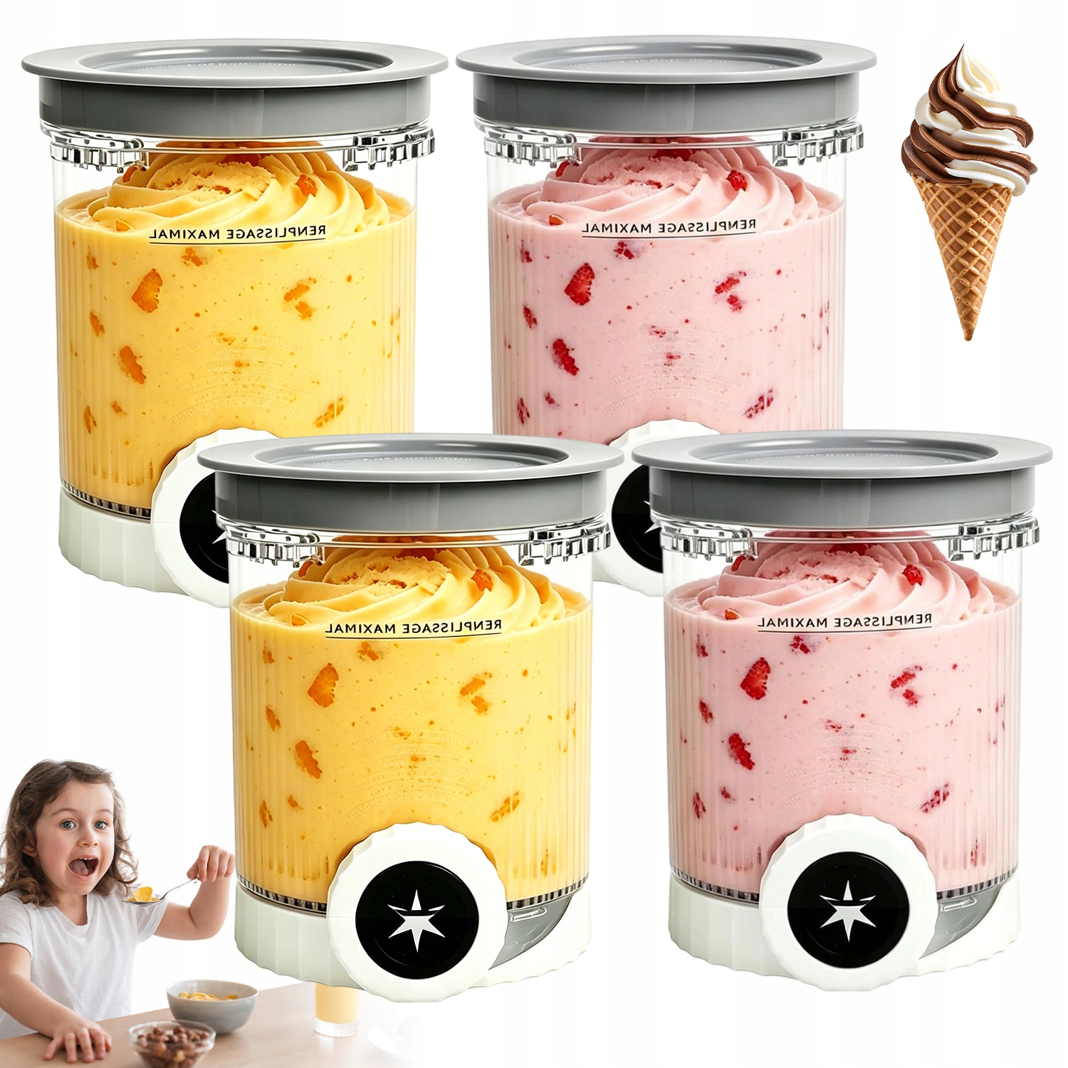 Nádoby Na Zmrzlinu Ninja Swirl NC700 NC701 Sada 4KS Víko Odolné
