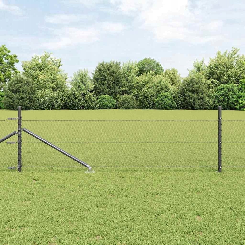 Oplocení se sloupky Šedý 0.4 x 25 m Ocel potažená Pvc
