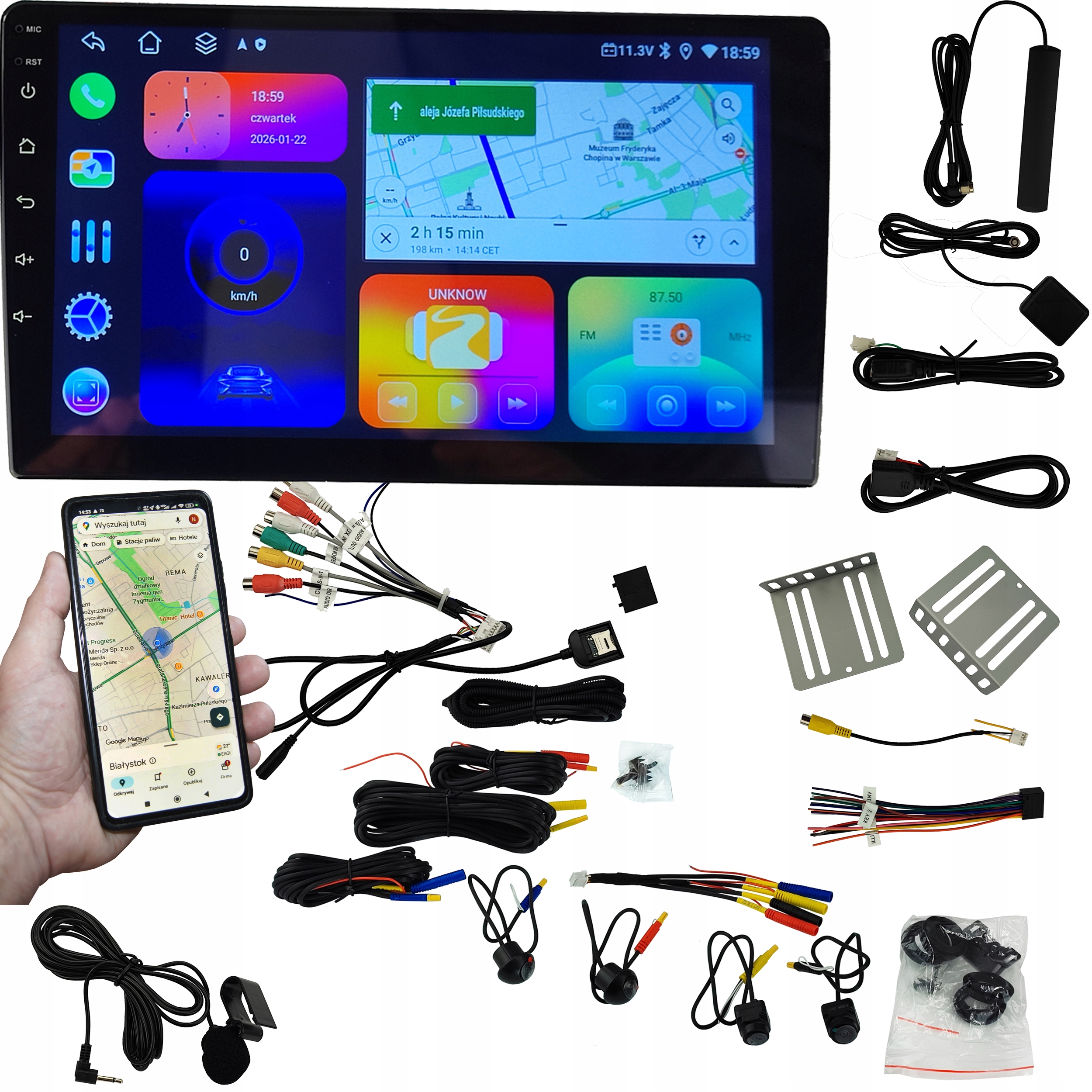 9cali Radio Kamery 360 6GB 128GB 8rdzeni Android Pl Gps Sim Carplay 4G