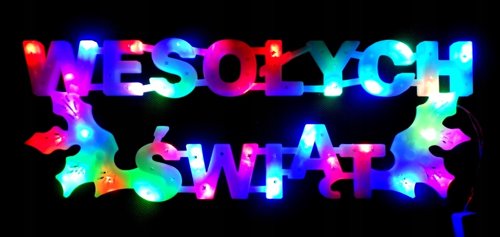 OZDOBA ŚWIĄTECZNA LED WESOŁYCH ŚWIĄT MULTIKOLOR