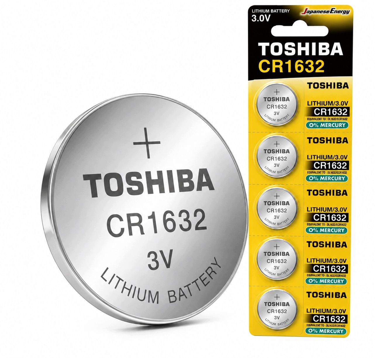 5x Bateria CR1632 3V Baterie Toshiba Litowa Guzikowa Zegarkowa Extra Mocna