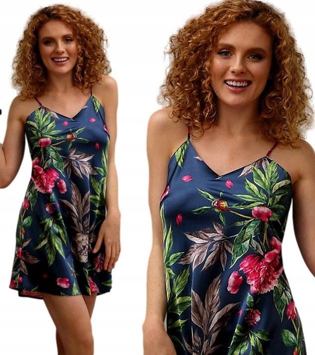 

Koszulka nocna Satynowa DKaren Kwiaty jeans roz.M