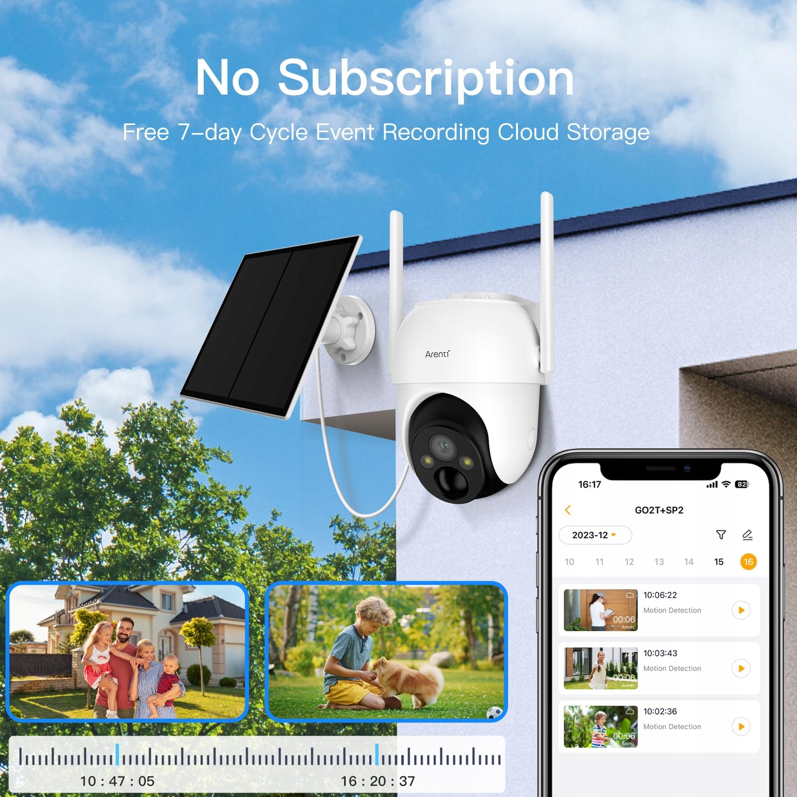 ARENTI Kamera Zewnętrzna 2K 3MP Bezprzewodowa Solarna PTZ 360° WiFi — miniatura 7