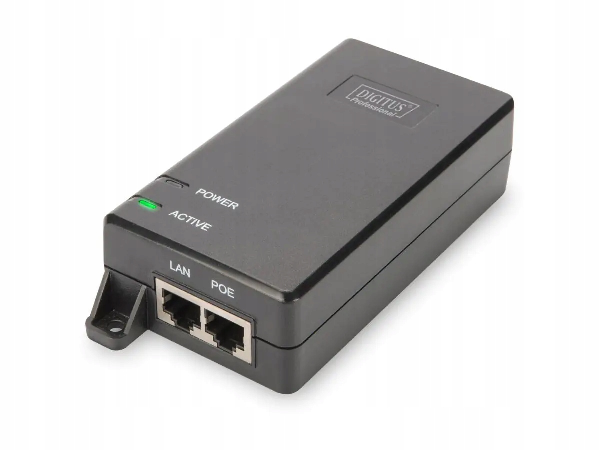 Zasilacz/Adapter PoE+ Digitus 802.3at max. 55V 30W Gigabit aktywny-Zdjęcie-0