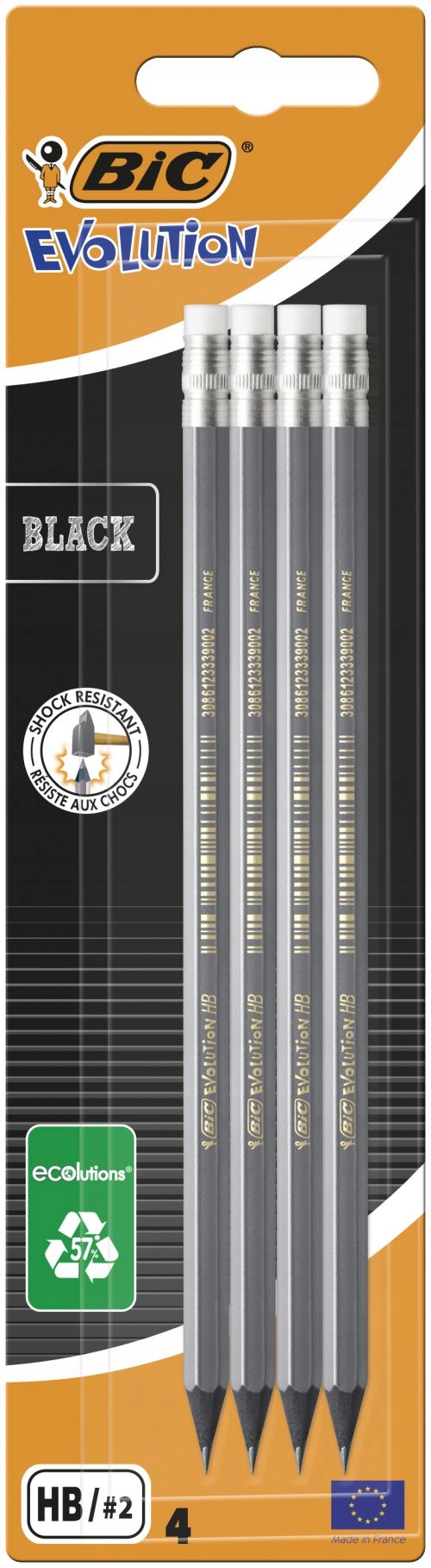 

Bic Evolution Black Ołówek Z Gumką Hb X 4 Sztuki
