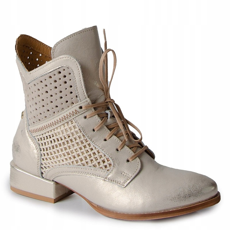 Maciejka 07322-25/00-1 Zlaté Ažurové Kožené Kotníkové Boty Nezateplené 36