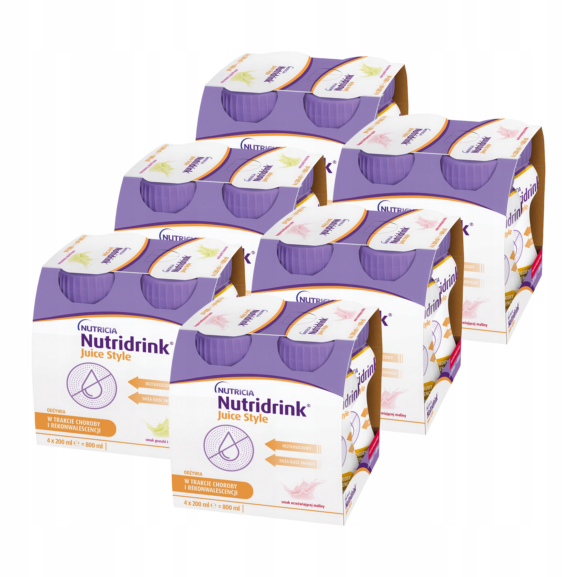 Nutridrink Juice Style malina i gruszki z kwiatem bzu Różne Smaki 24x 200ml