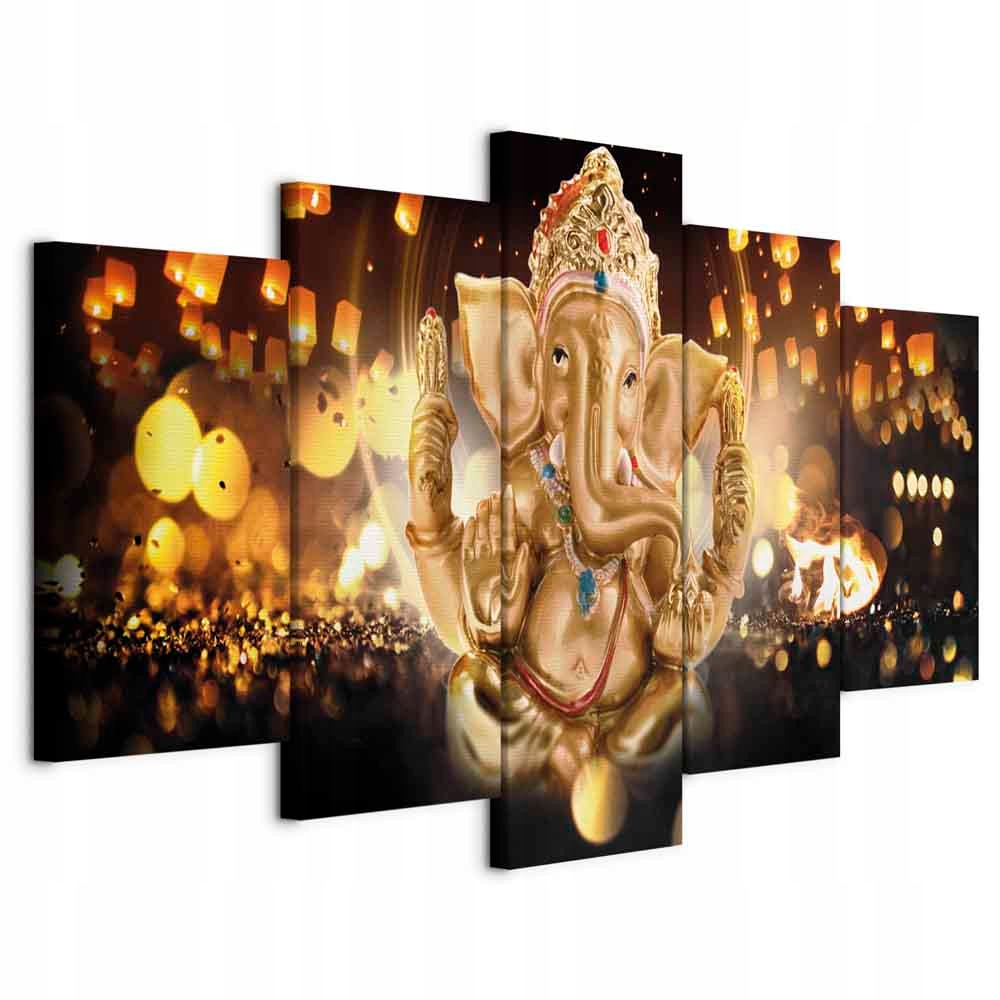 Obraz Tryptyk 5 Dílů Ganesha Indie Orientální Do Obývacího Pokoje Ložnice 200x100