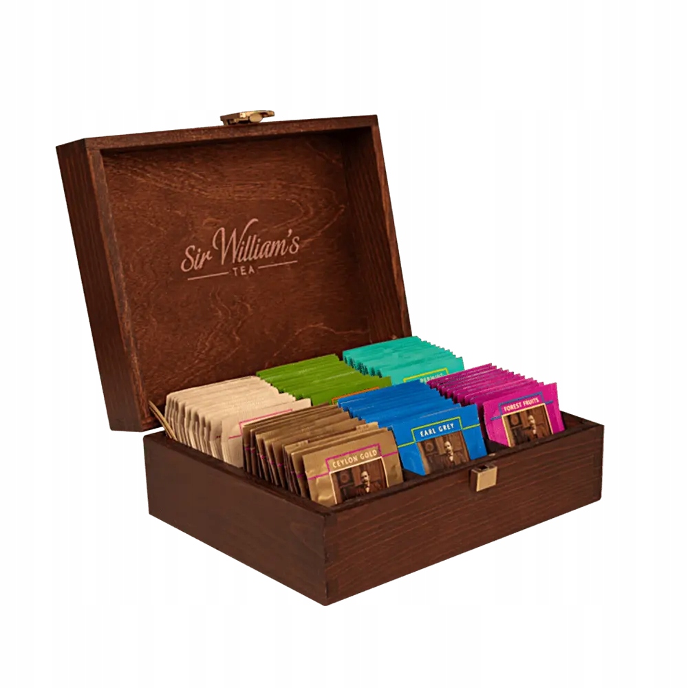Skrzynka drewniana z herbatą Sir Williams 6 smaków 90 kopert