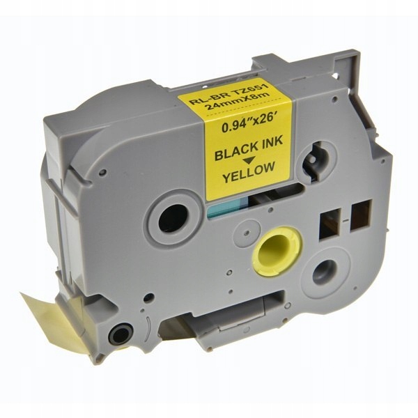 Taśma do drukarek etykiet Brother, TZE-651, czarny druk/żółty podkład