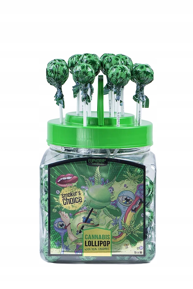Levně Euphoria konopné lízátka v dóze, konopná příchuť (100 x 12 g)