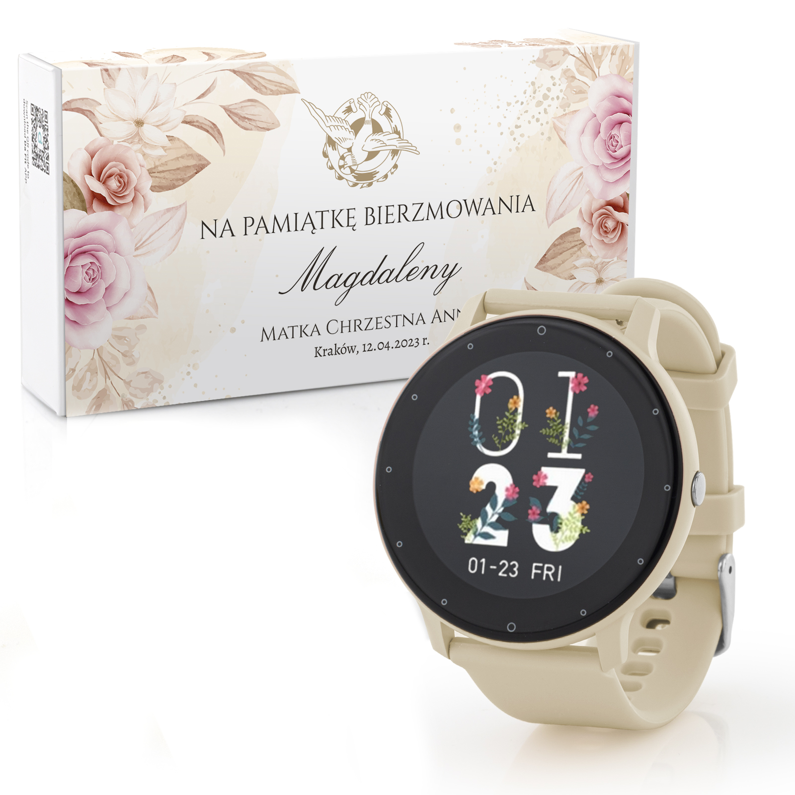 Zegarek Smartwatch Damski Gravity Pamiątka Bierzmowania z Dedykacją