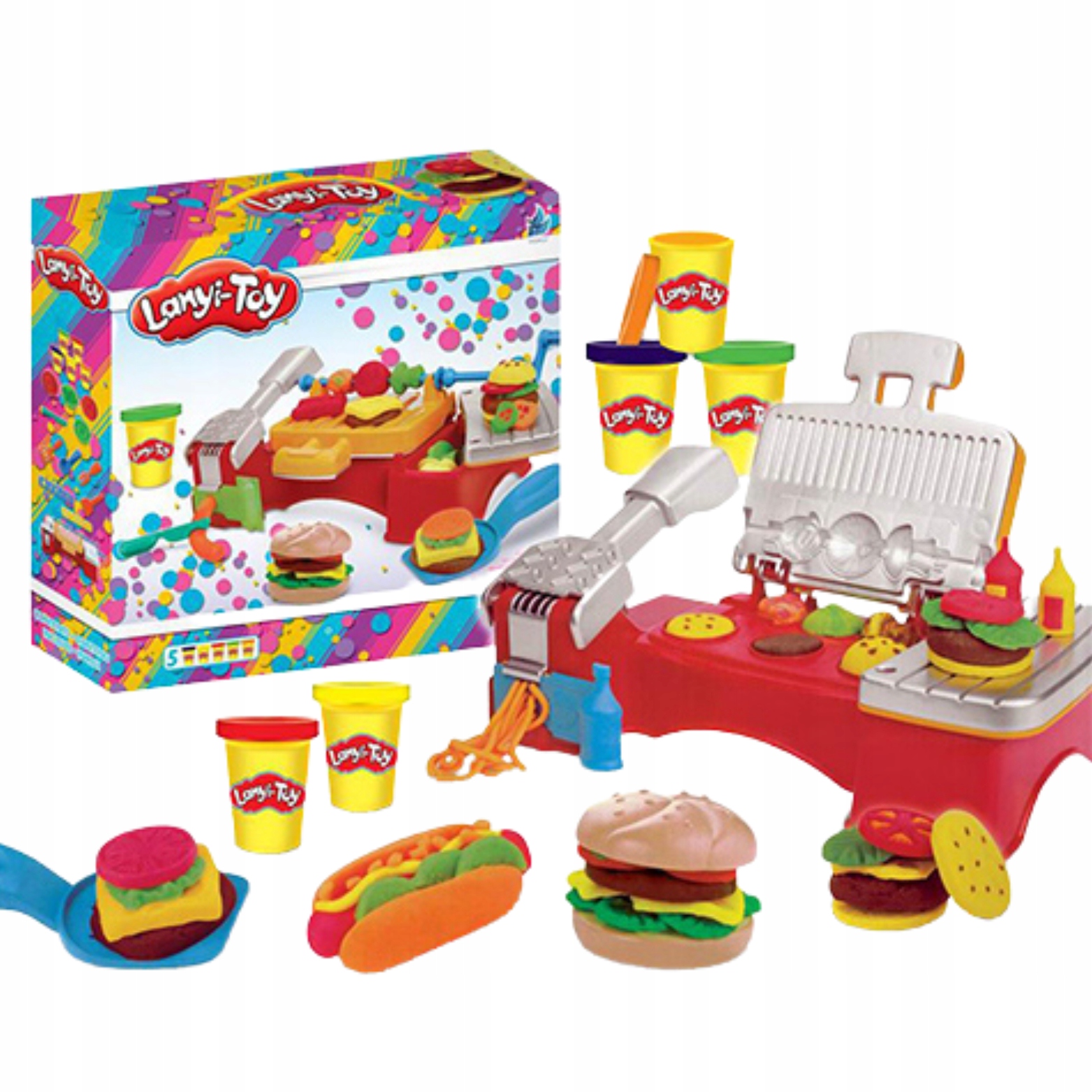 CIASTOLINA MASA PLASTYCZNA CIASTO MAKARON ZESTAW KREATYWNY MASZYNKA BURGER Szerokość produktu 30.5 cm