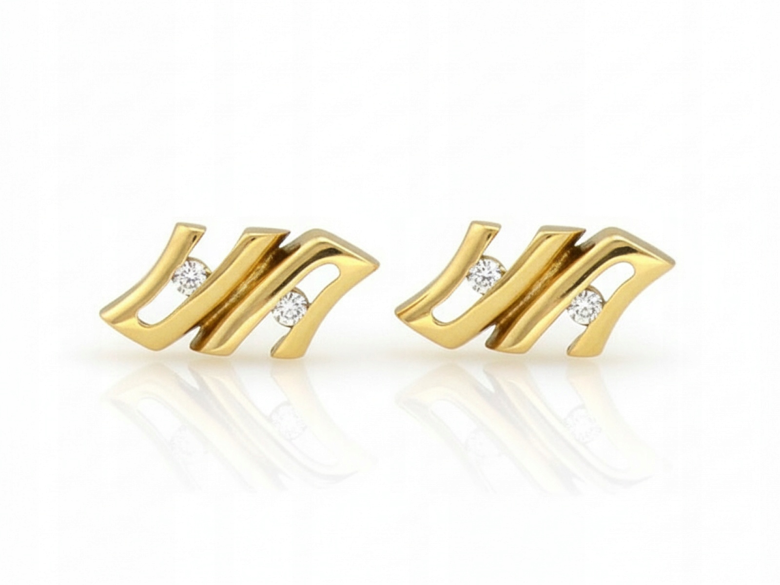 Náušnice zlaté 585 zirkon efektní značkové