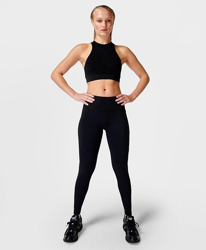 LEGGINSY DAMSKIE SPORTOWE GŁADKIE CZARNE HIGH WAIST S Marka inna