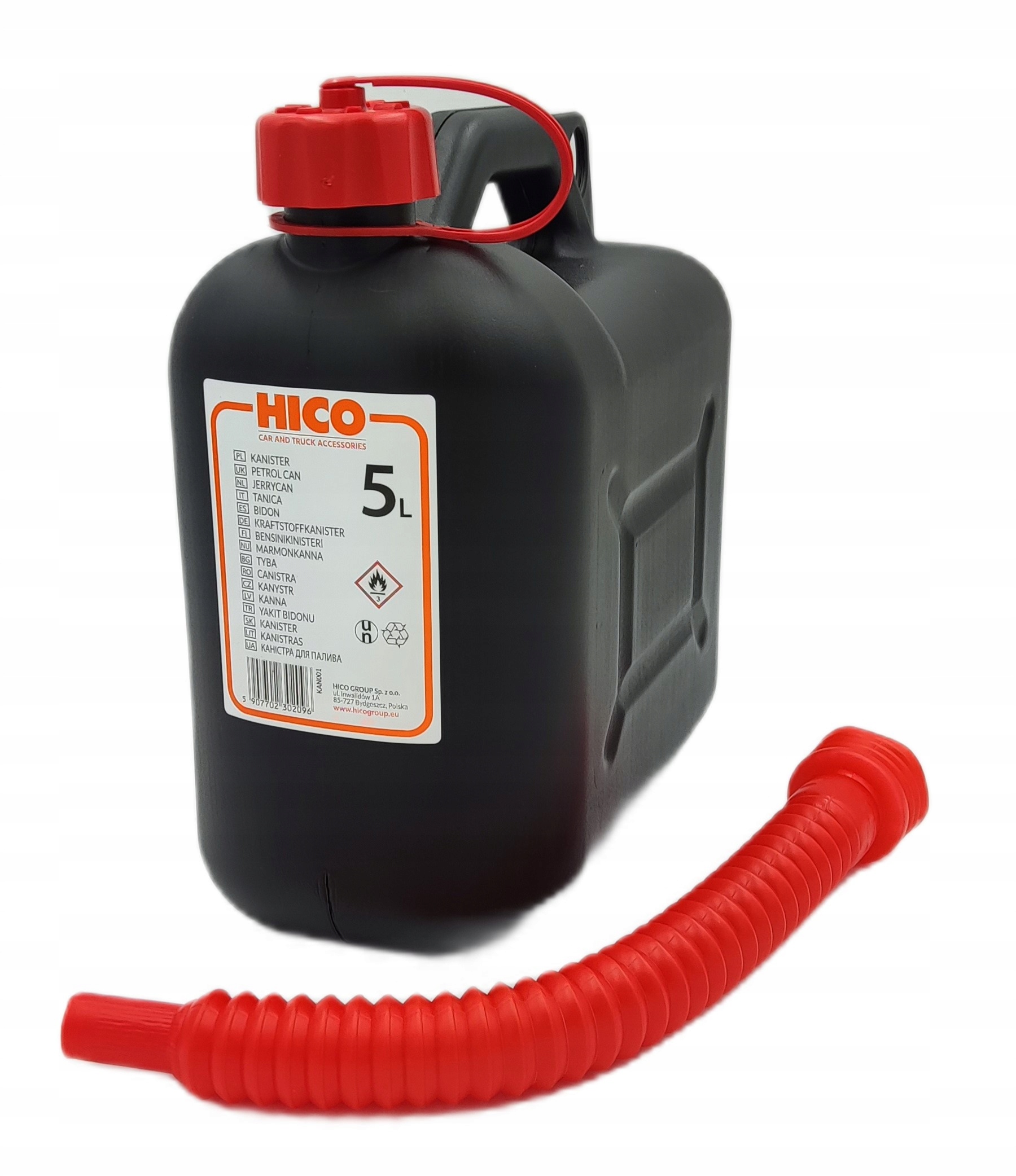 Kanister Karnister z lejkiem na paliwo benzynę olej 5L ATEST