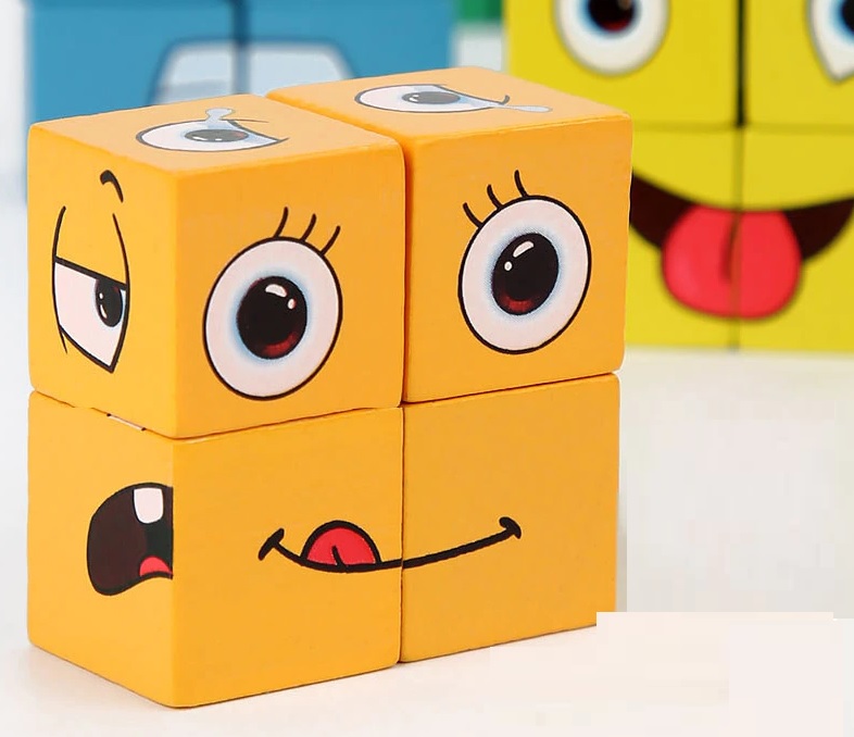 GRA KLOCKI ZMIENIAJĄCA TWARZ ZABAWA EMOCJE KARTY Bohater Fortnite