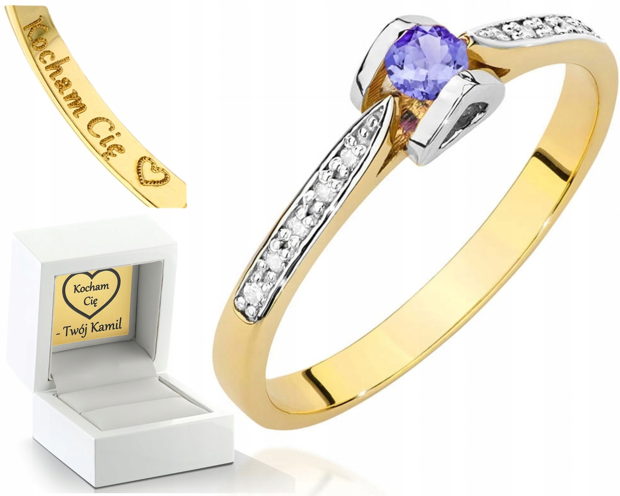 Zlatý Zásnubní Prstýnek Tanzanitem, Žluté Zlato 585, Gravírování Bonus
