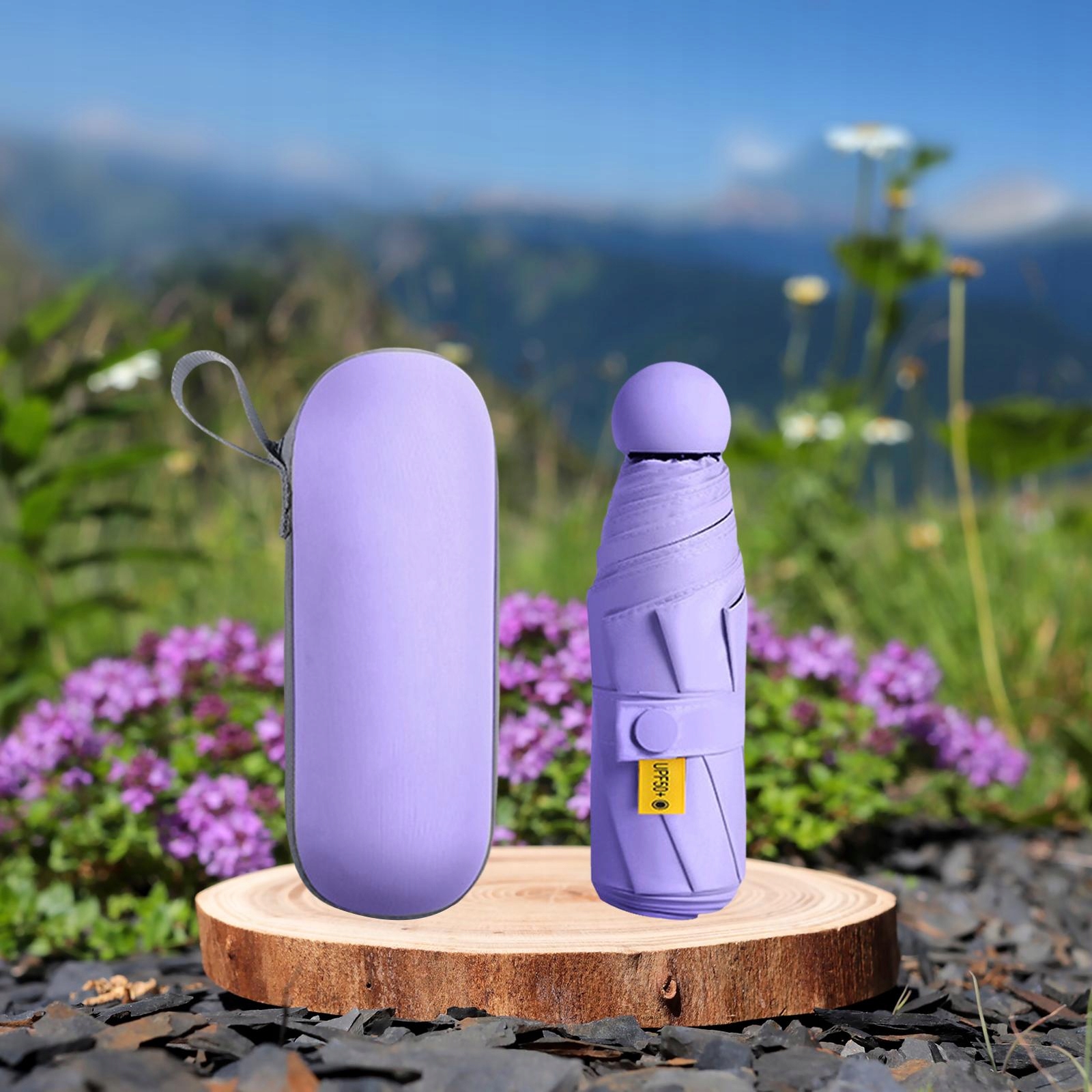 Mini parasole Parasol podróżny fioletowy z etui Marka bez marki